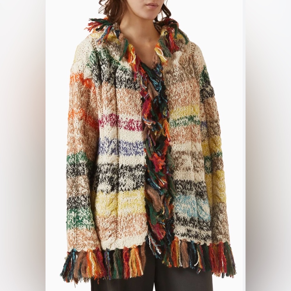 The Elder Statesman Run Ragged Jacquard-Knit Cotton-Blend Hooded Cardigan